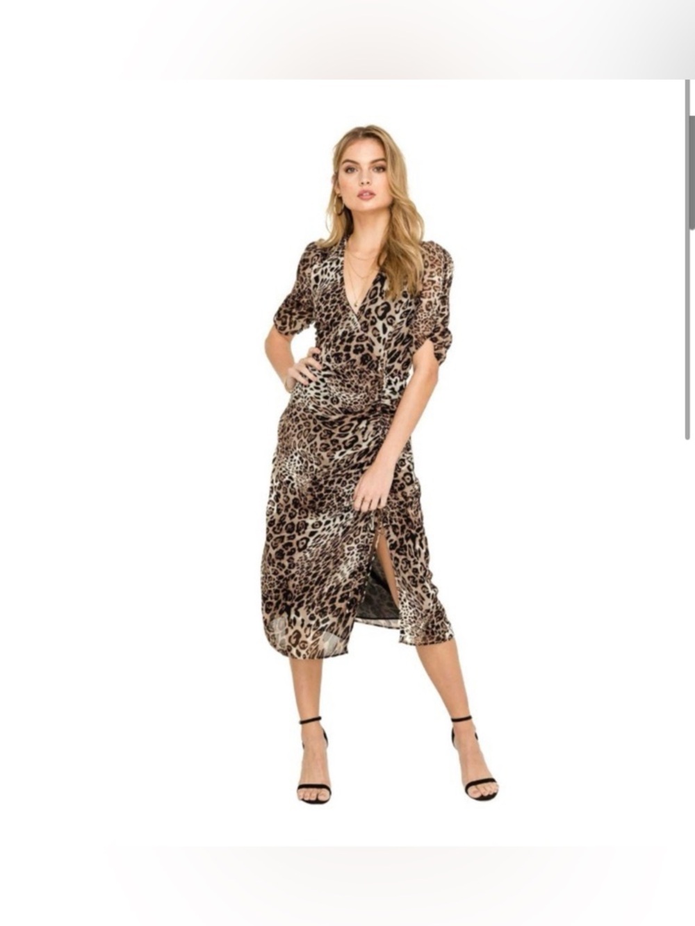 Astr Leopard-Print Midi Dress size M